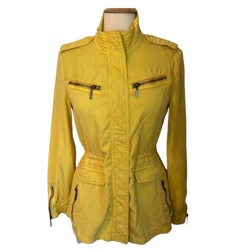 For the Republic Yellow Utility Jacket pockets draw string & gold zipper Size XS
